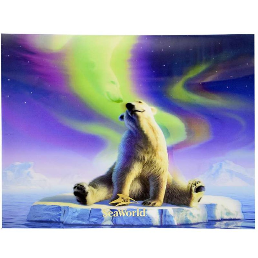 Prints And Signs * | Seaworld Lenticular Poster Polar Bear Aurora Borealis Disney Hot Selling