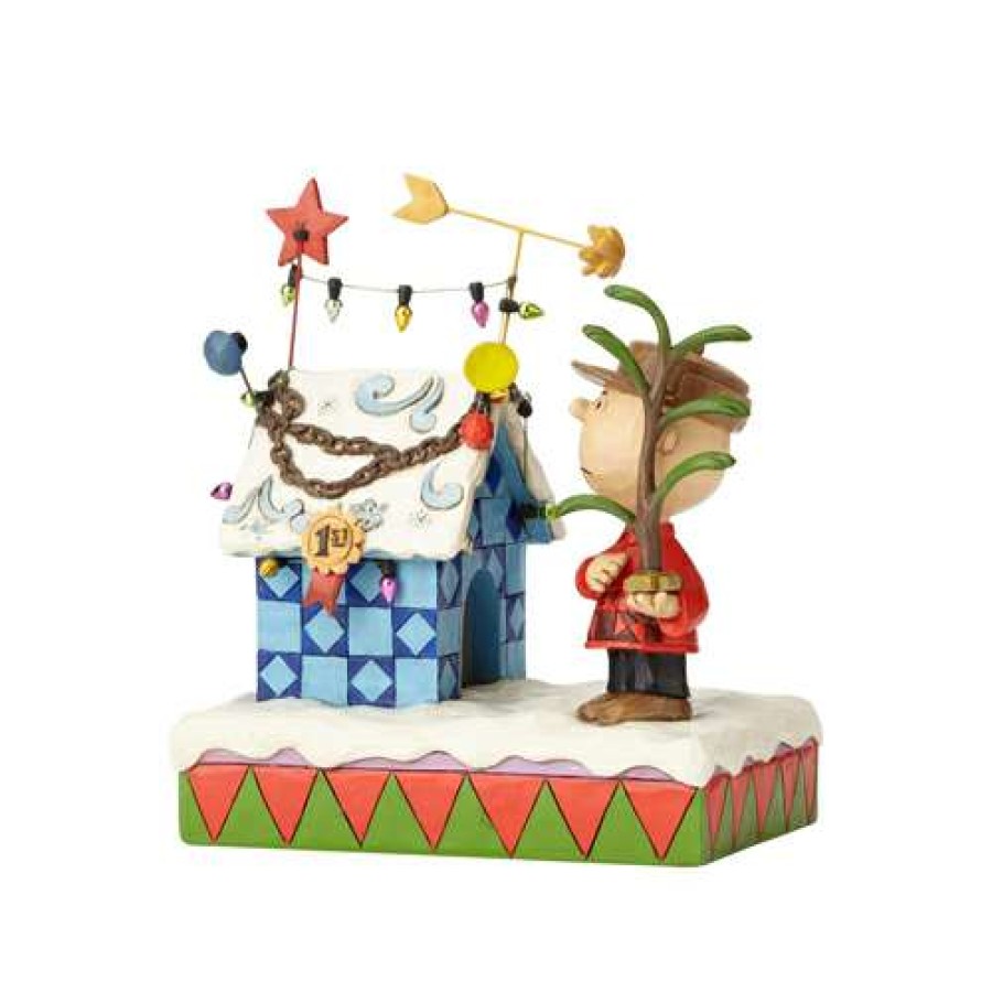 Figures & Figurines * | Disney Flash Sale Peanuts By Jim Shore Charlie Brown & Decorated Doghouse