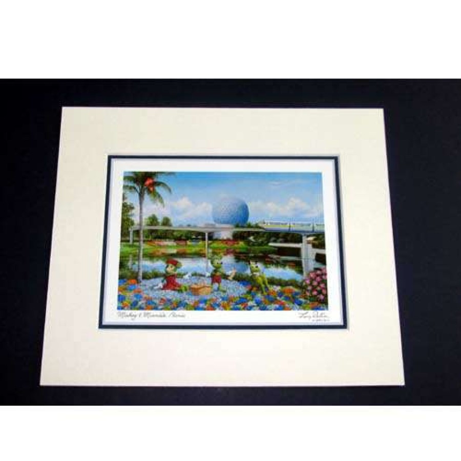 Prints And Signs * | Store Disney Artist Print Larry Dotson Flower And Garden Mickey & Minnie'S Picnic