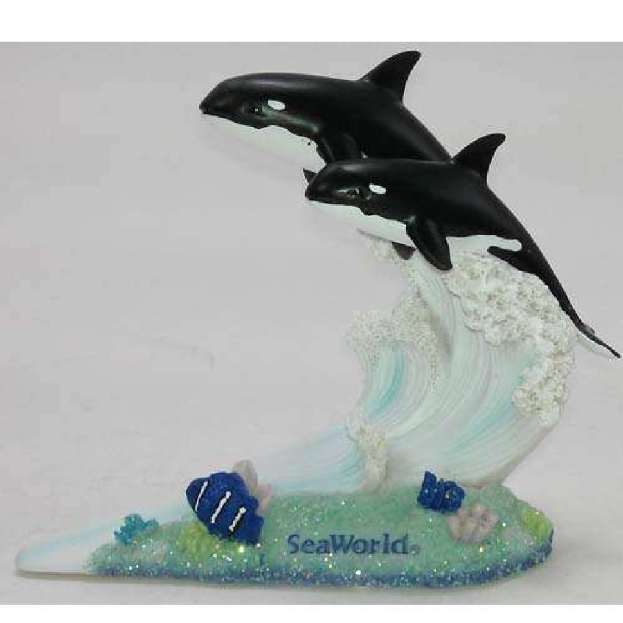 Figures & Figurines * | Seaworld Resin Figure Double Orca Bright Orca Disney Outlet Sale