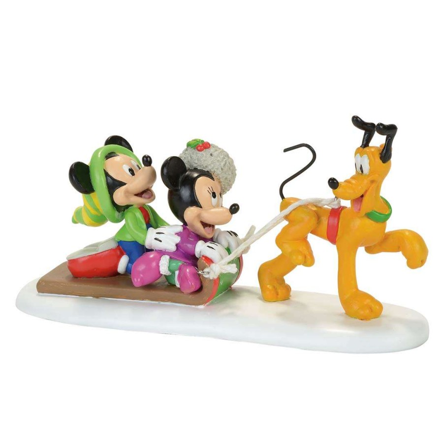 Figures & Figurines * | Disney Village Pluto'S Toboggan Ride With Mickey And Minnie 4057263 Top Sell