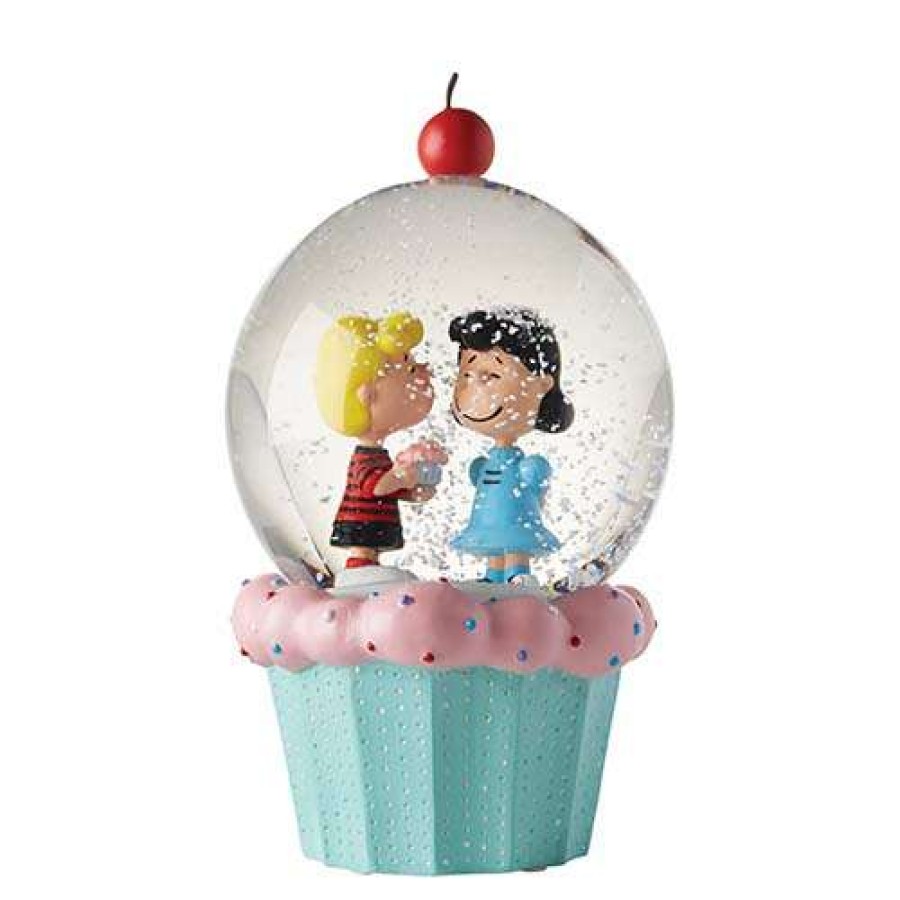 Figures & Figurines * | Dept. 56 Snowglobe Peanuts Schroeder And Lucy Cupcake Disney Original