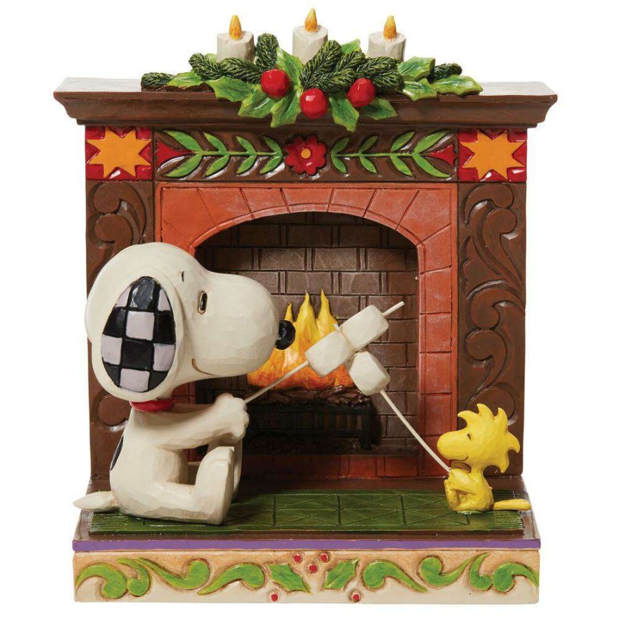 Figures & Figurines * | Disney High Quality Peanuts By Jim Shore Figurine Snoopy And Fireplace