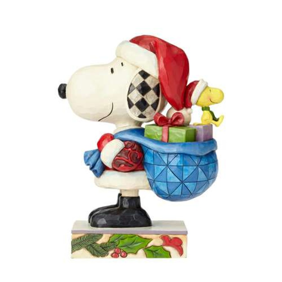 Figures & Figurines * | Disney Sale Online Peanuts By Jim Shore Santa Snoopy And Woodstock