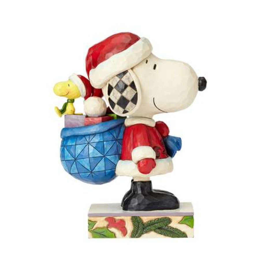 Figures & Figurines * | Disney Sale Online Peanuts By Jim Shore Santa Snoopy And Woodstock