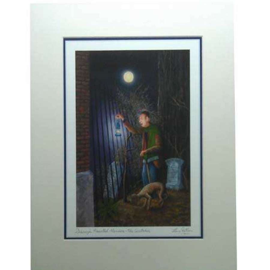 Prints And Signs * | Best Sale Disney Artist Print Larry Dotson Disney'S Haunted Mansion The Caretaker White