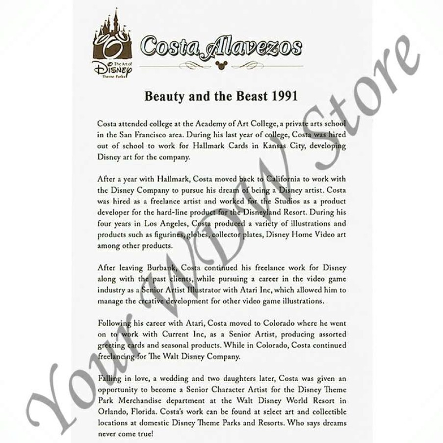 Prints And Signs * | Top Sellers Disney Artist Print Costa Alavezos Beauty & The Beast 1991