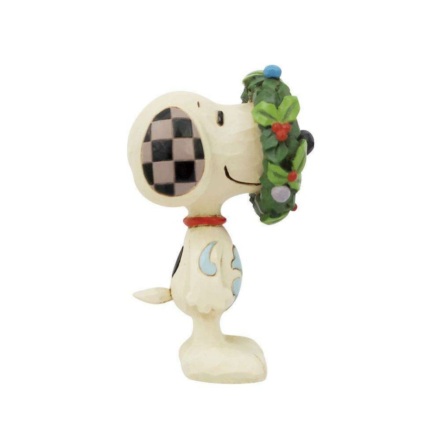 Figures & Figurines * | Disney High Quality Peanuts By Jim Shore Snoopy In Wreath Mini