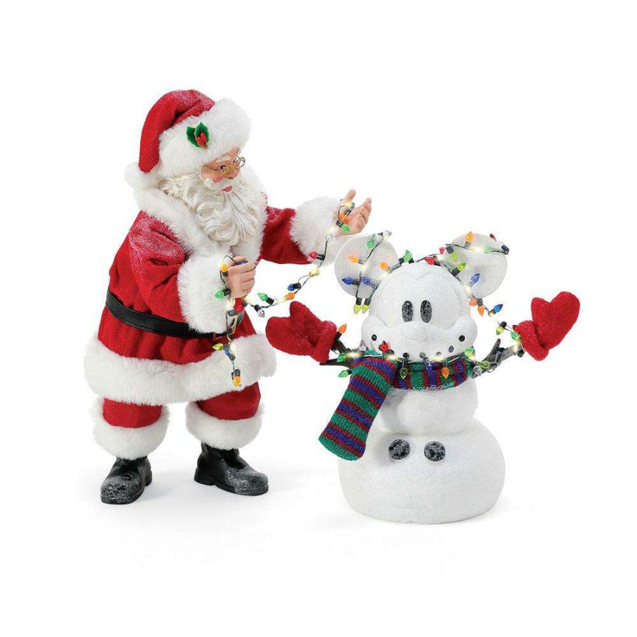 Figures & Figurines * | Original Disney Possible Dreams Figurine Santa Creating Magic Snowman Mickey Mouse