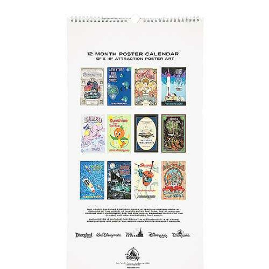 Prints And Signs * | Best Sellers Disney Calendar 2018 Disney Parks Attraction Posters 12 Month