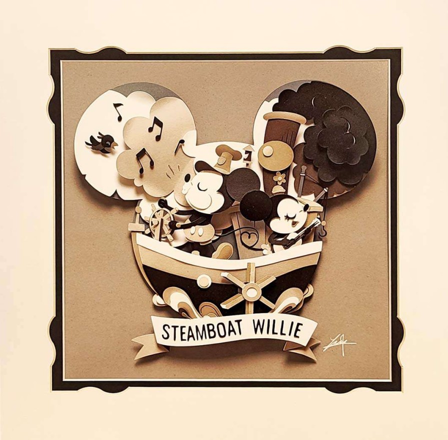 Prints And Signs * | Sale Online Disney Artist Print Fenway Fan Mickey Head Magic: Steamboat Willie