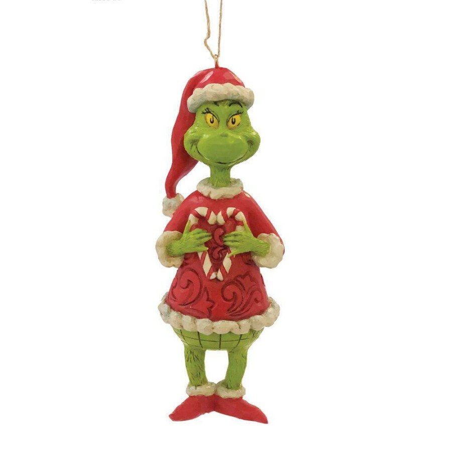 Figures & Figurines * | Disney Discount Grinch By Jim Shore Ornament Grinch Holding Candy Cane