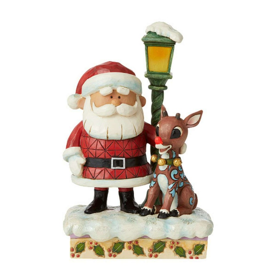 Figures & Figurines * | Rudolph Traditions By Jim Shore Rudolph, Santa And Lamp Post Disney Exclusive