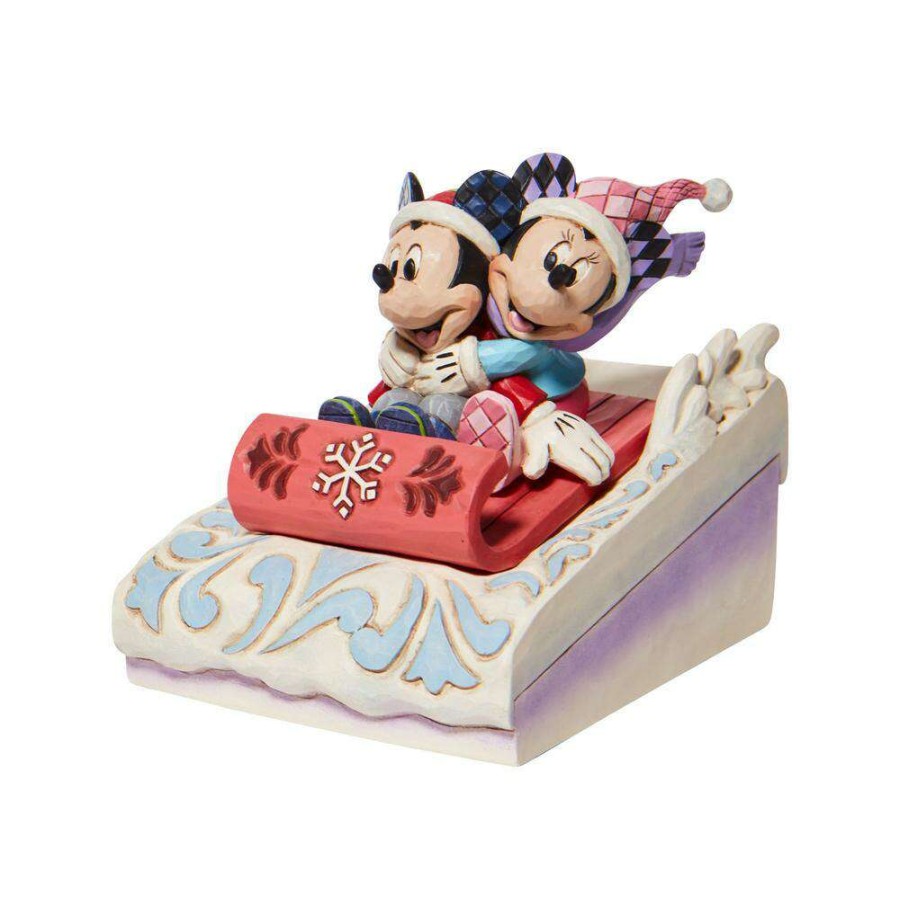 Figures & Figurines * | Disney Traditions By Jim Shore Mickey And Minnie Sledding Hot Selling