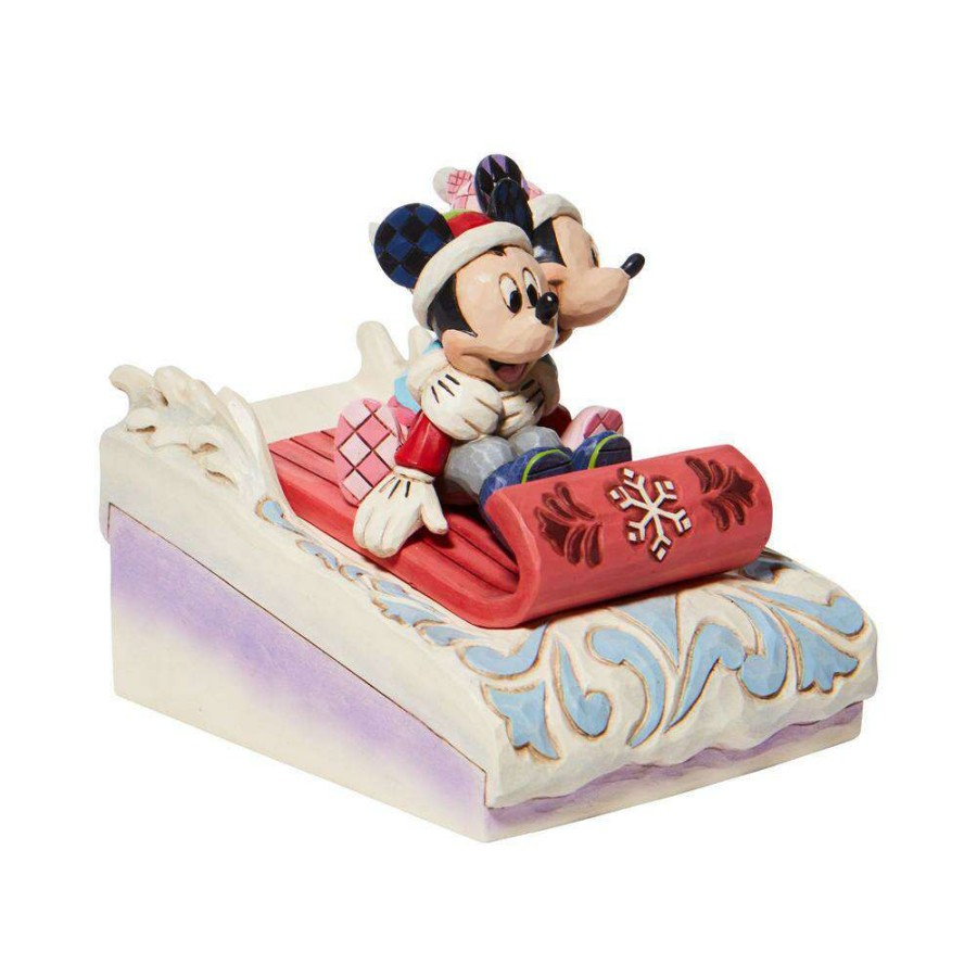 Figures & Figurines * | Disney Traditions By Jim Shore Mickey And Minnie Sledding Hot Selling