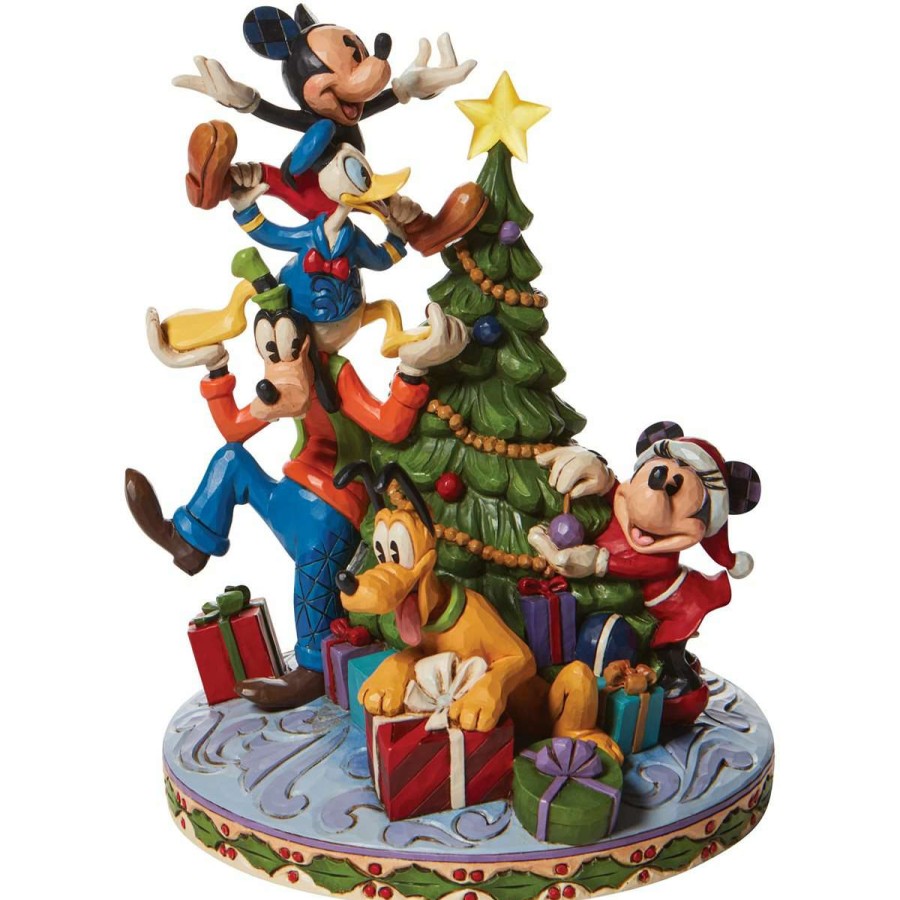 Figures & Figurines * | Disney Traditions By Jim Shore Mickey And Friends Merry Tree Trimming Top Sell